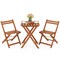 3-Piece Shorea Wood Outdoor Bistro Set with Folding Chairs & Teak Oil Finish Table